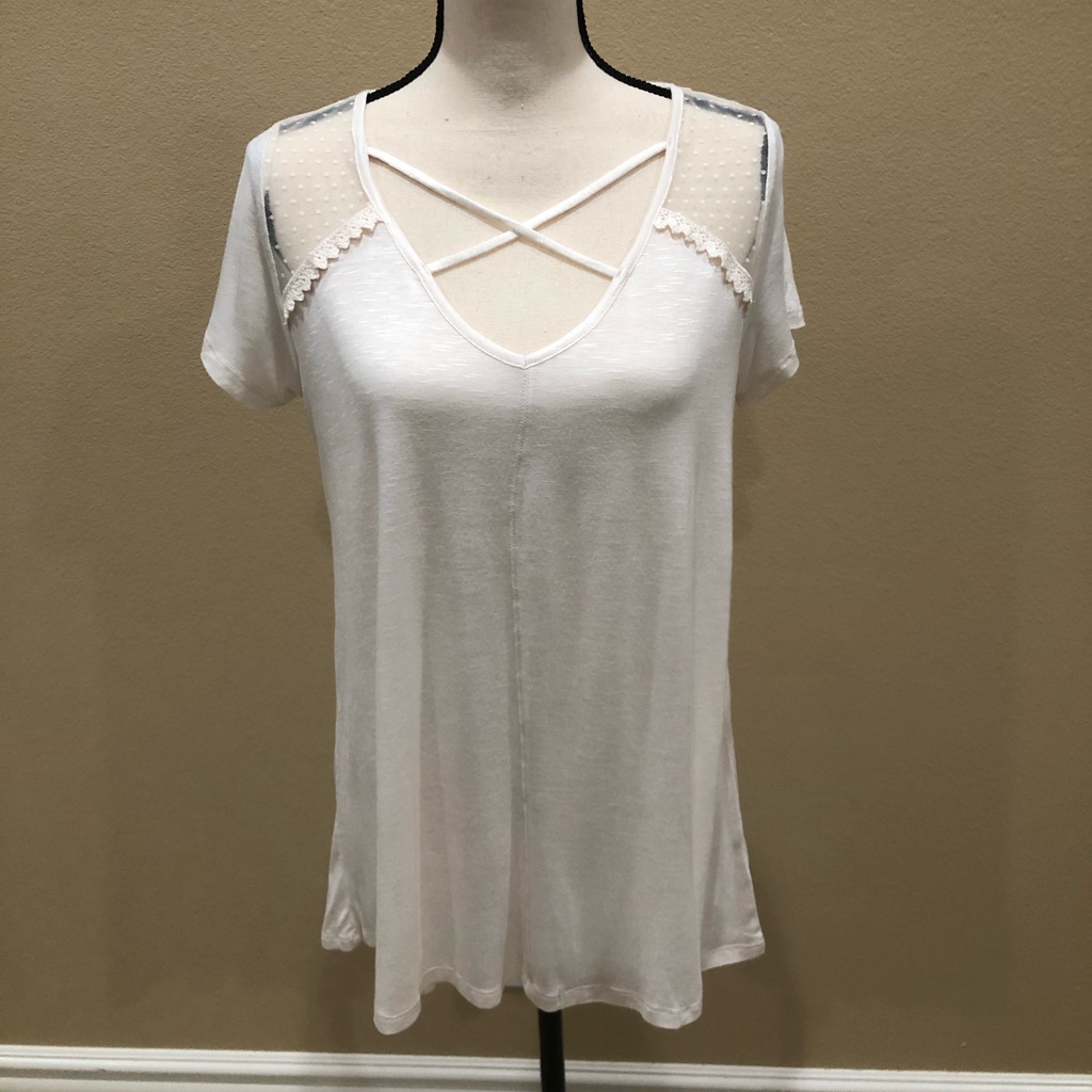 Off White Top With Lace Detail
